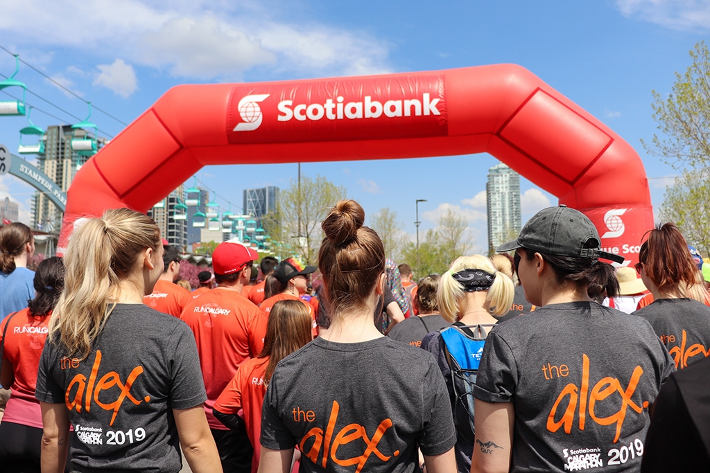 Alex staff at Scotiabank Marathon 2019 Alex staff stand at marathon entrance