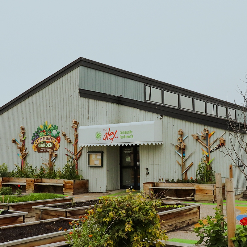 Outside The Alex Community Food Centre building